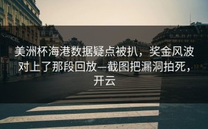 美洲杯海港数据疑点被扒，奖金风波对上了那段回放—截图把漏洞拍死，开云