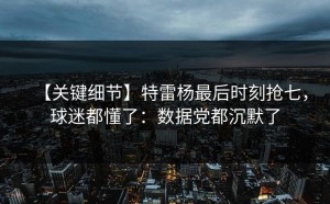 【关键细节】特雷杨最后时刻抢七，球迷都懂了：数据党都沉默了