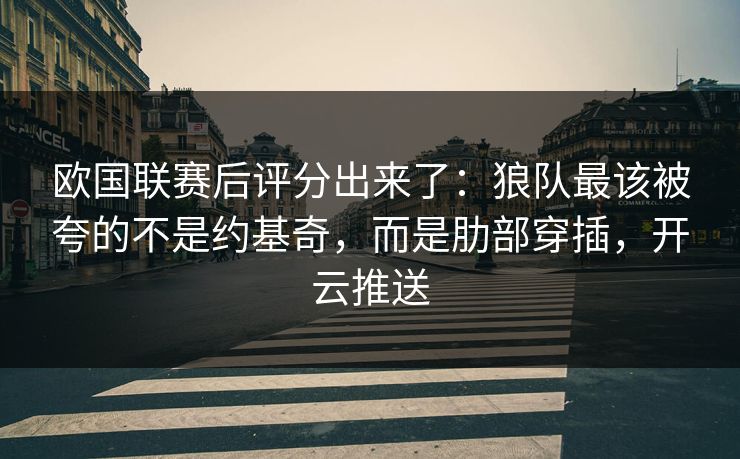 欧国联赛后评分出来了：狼队最该被夸的不是约基奇，而是肋部穿插，开云推送