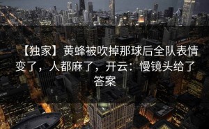 【独家】黄蜂被吹掉那球后全队表情变了，人都麻了，开云：慢镜头给了答案