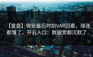 【复盘】锡安最后时刻VAR回看，球迷都懂了，开云入口：数据党都沉默了