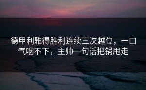 德甲利雅得胜利连续三次越位，一口气咽不下，主帅一句话把锅甩走