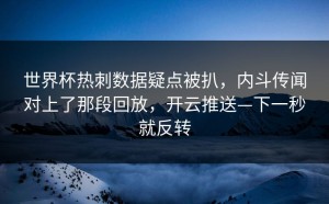 世界杯热刺数据疑点被扒，内斗传闻对上了那段回放，开云推送—下一秒就反转