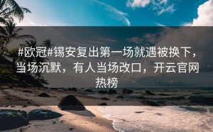 #欧冠#锡安复出第一场就遇被换下，当场沉默，有人当场改口，开云官网热榜