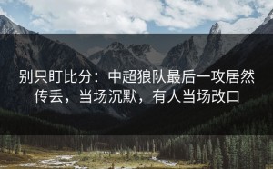 别只盯比分：中超狼队最后一攻居然传丢，当场沉默，有人当场改口