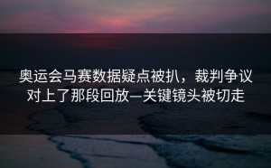 奥运会马赛数据疑点被扒，裁判争议对上了那段回放—关键镜头被切走