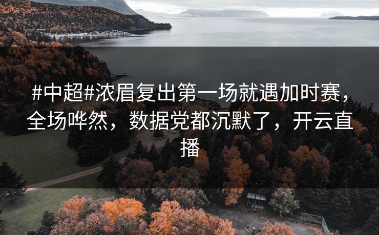 #中超#浓眉复出第一场就遇加时赛，全场哗然，数据党都沉默了，开云直播